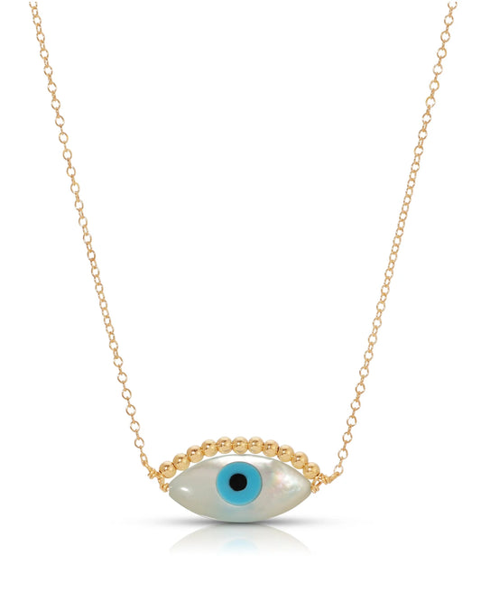 Gold Necklace: Evil Eye Charm