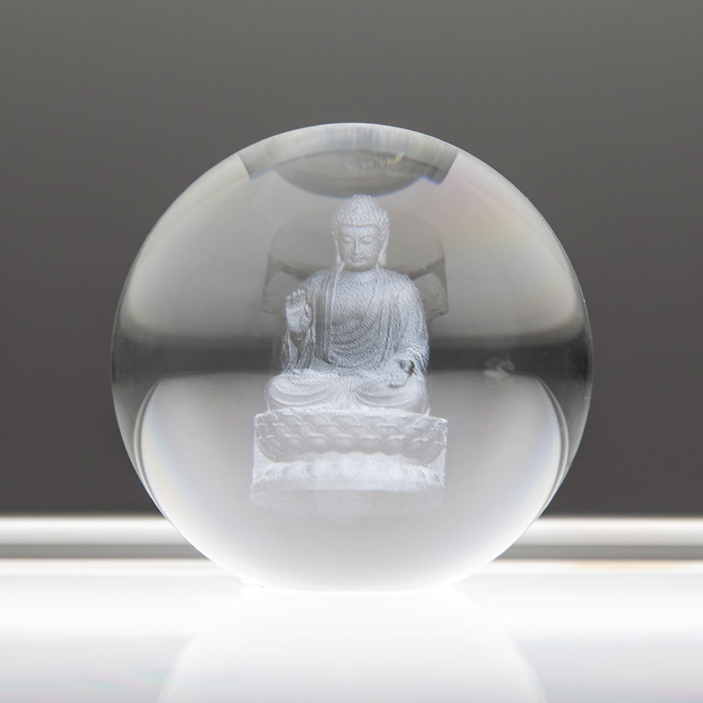 Etched Buddha Crystal Ball