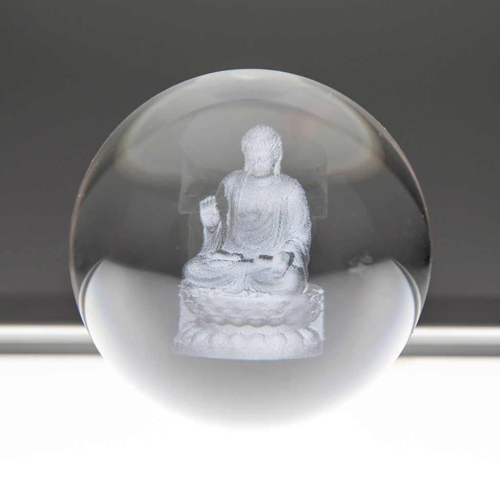 Etched Buddha Crystal Ball