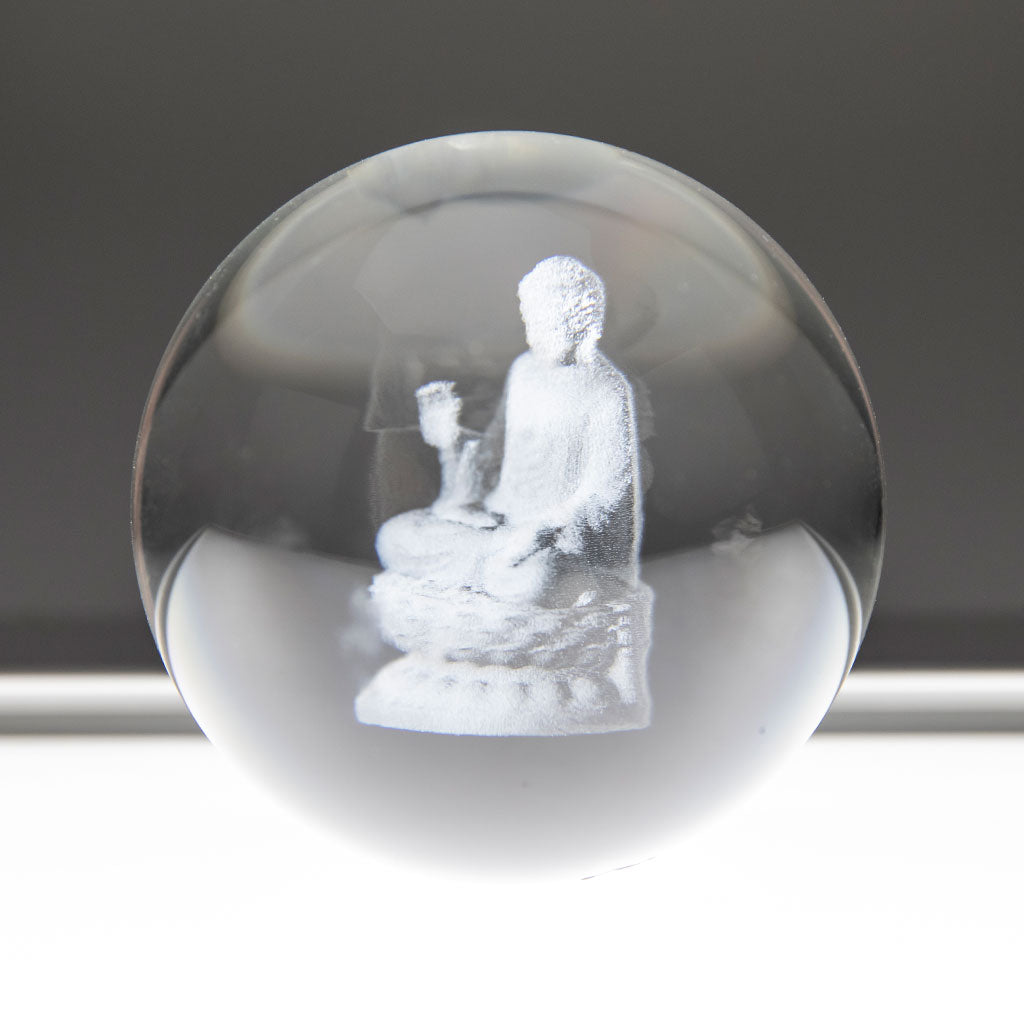 Etched Buddha Crystal Ball