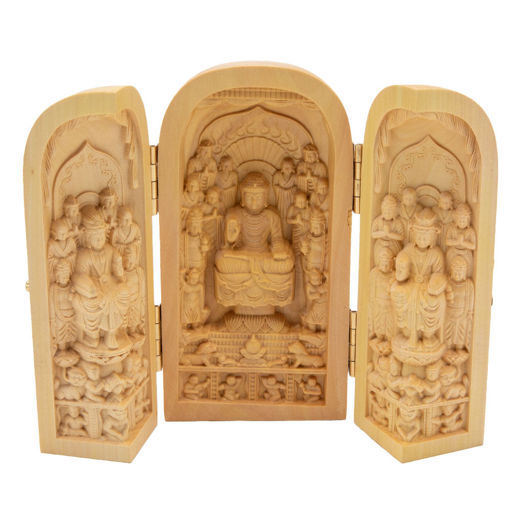 Trifold Portable Buddhist Shrine - 28 Buddhas