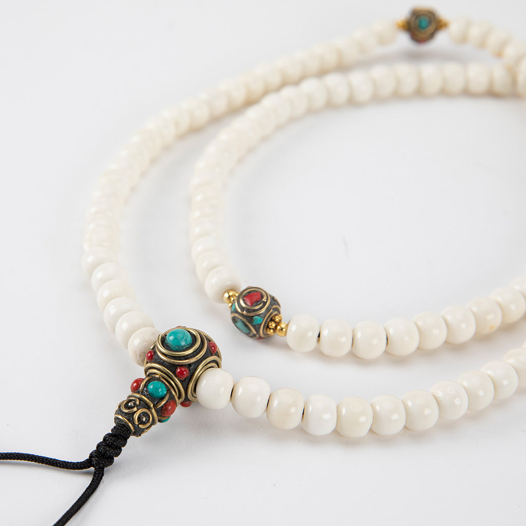 Brass & Yak Bone Mala Beads