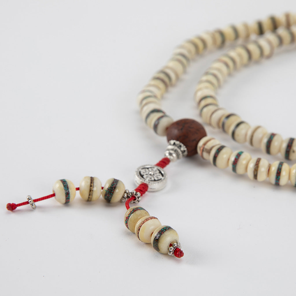 White Yak Bone & Bodhi Seed Mala
