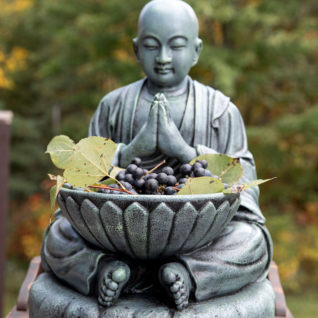 Buddhist Garden Statue: Monk with Bowl