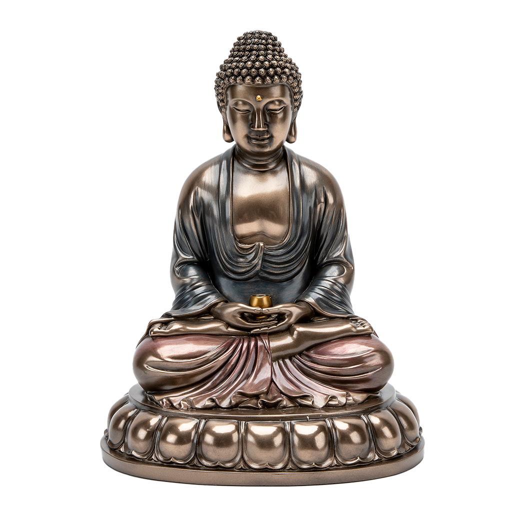 Bronze Meditating Buddha Statue with Alms Bowl