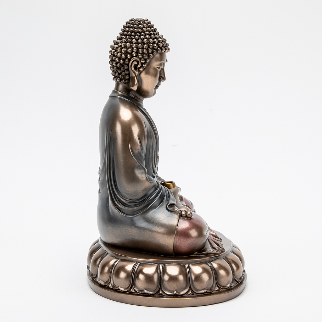 Bronze Meditating Buddha Statue with Alms Bowl