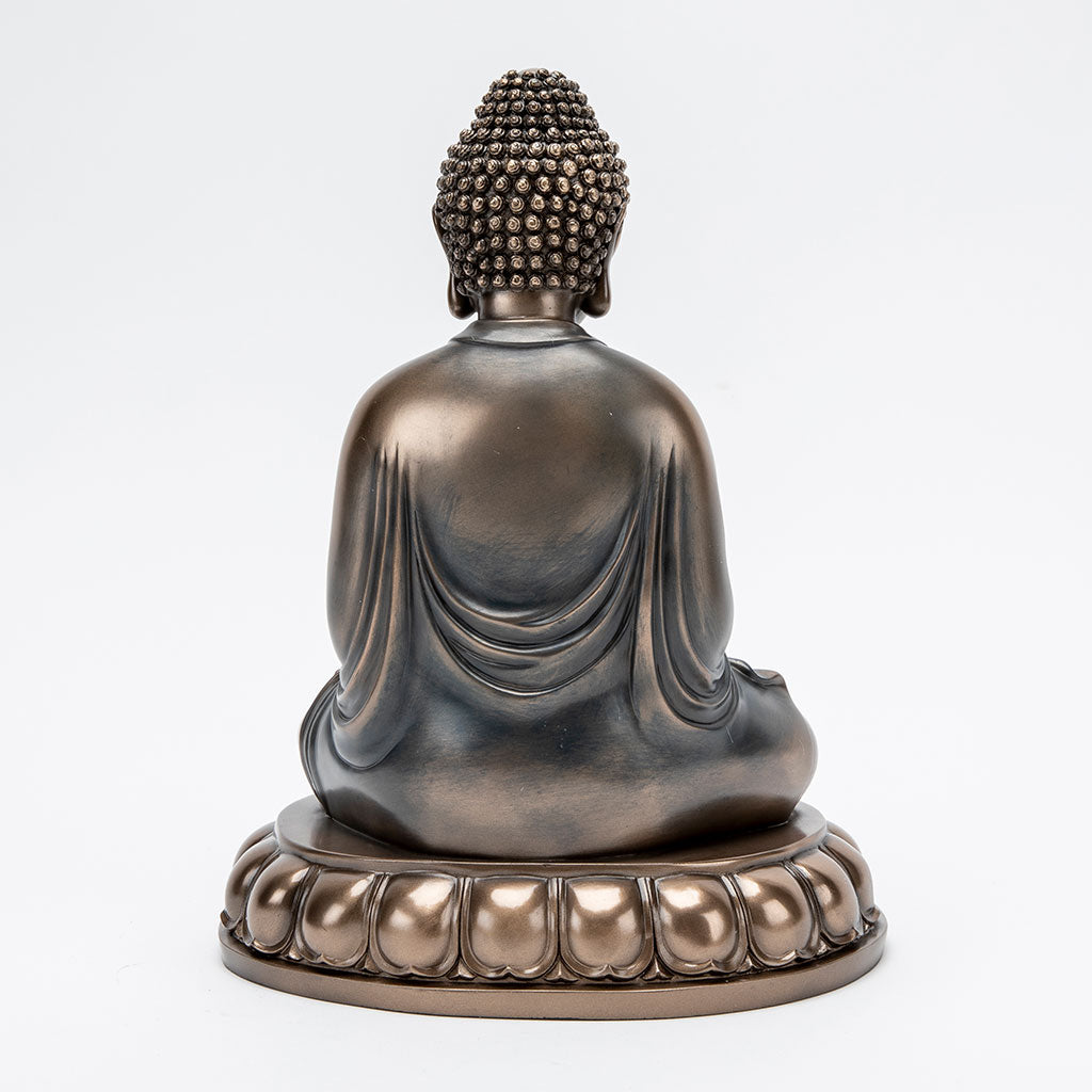Bronze Meditating Buddha Statue with Alms Bowl