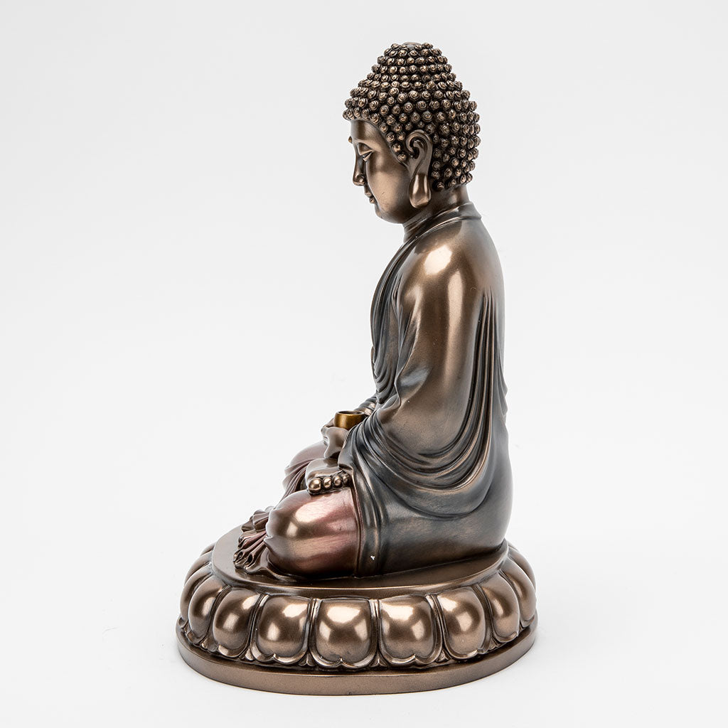 Bronze Meditating Buddha Statue with Alms Bowl