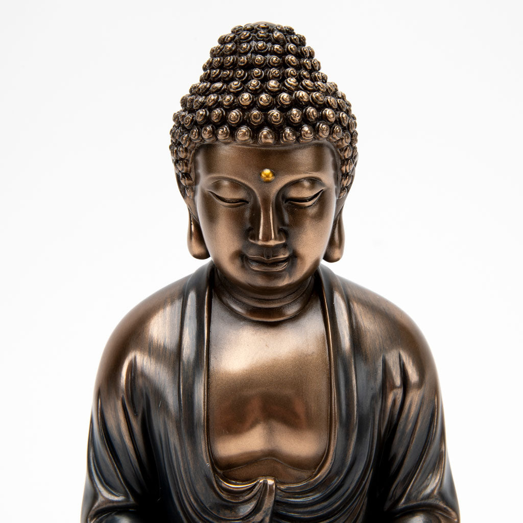 Bronze Meditating Buddha Statue with Alms Bowl