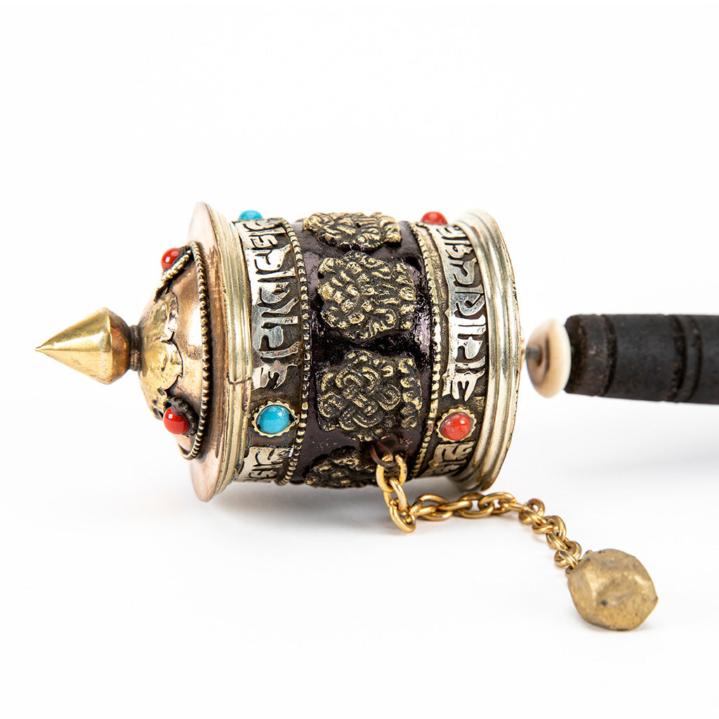 Handheld Prayer Wheel with 8 Auspicious Symbols