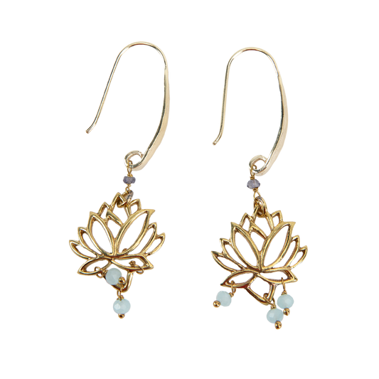 Lotus Flower Dangle Earrings