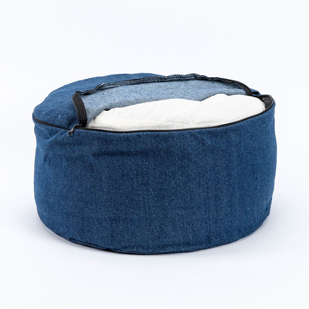 Denim Buckwheat Hull Zafu - COVER ONLY