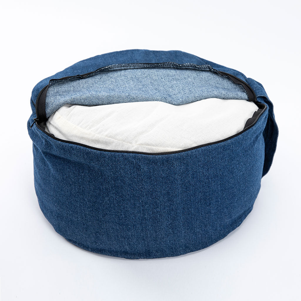 Denim Buckwheat Hull Zafu - COVER ONLY