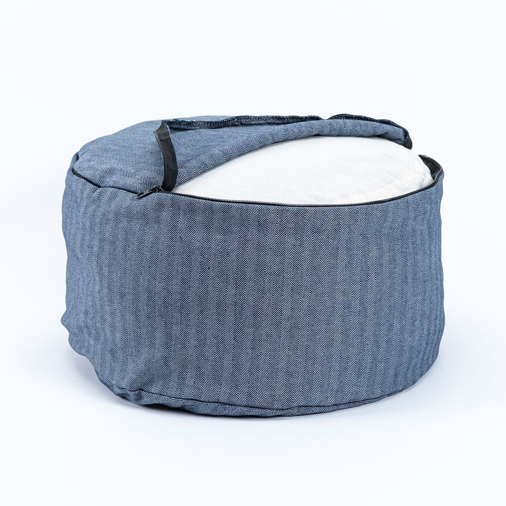 Denim Buckwheat Hull Zafu - COVER ONLY