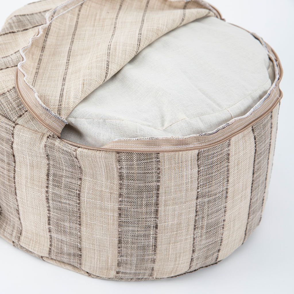 Coffee Stripe Buckwheat Hull Zafu - COVER ONLY
