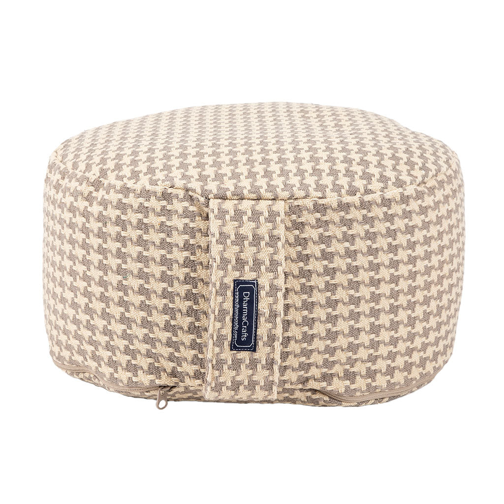 Houndstooth Beige Buckwheat Hull Zafu - COVER ONLY