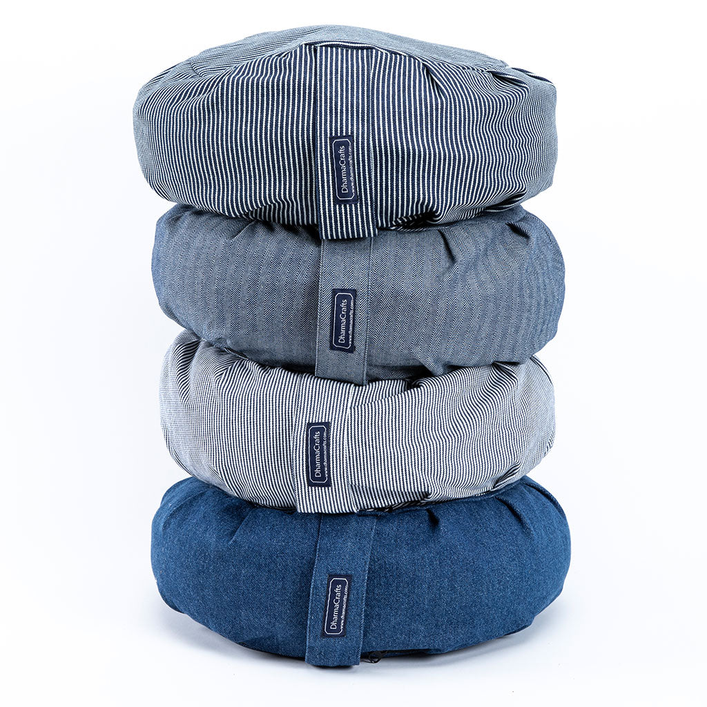 Denim Buckwheat Hull Zafu - COVER ONLY