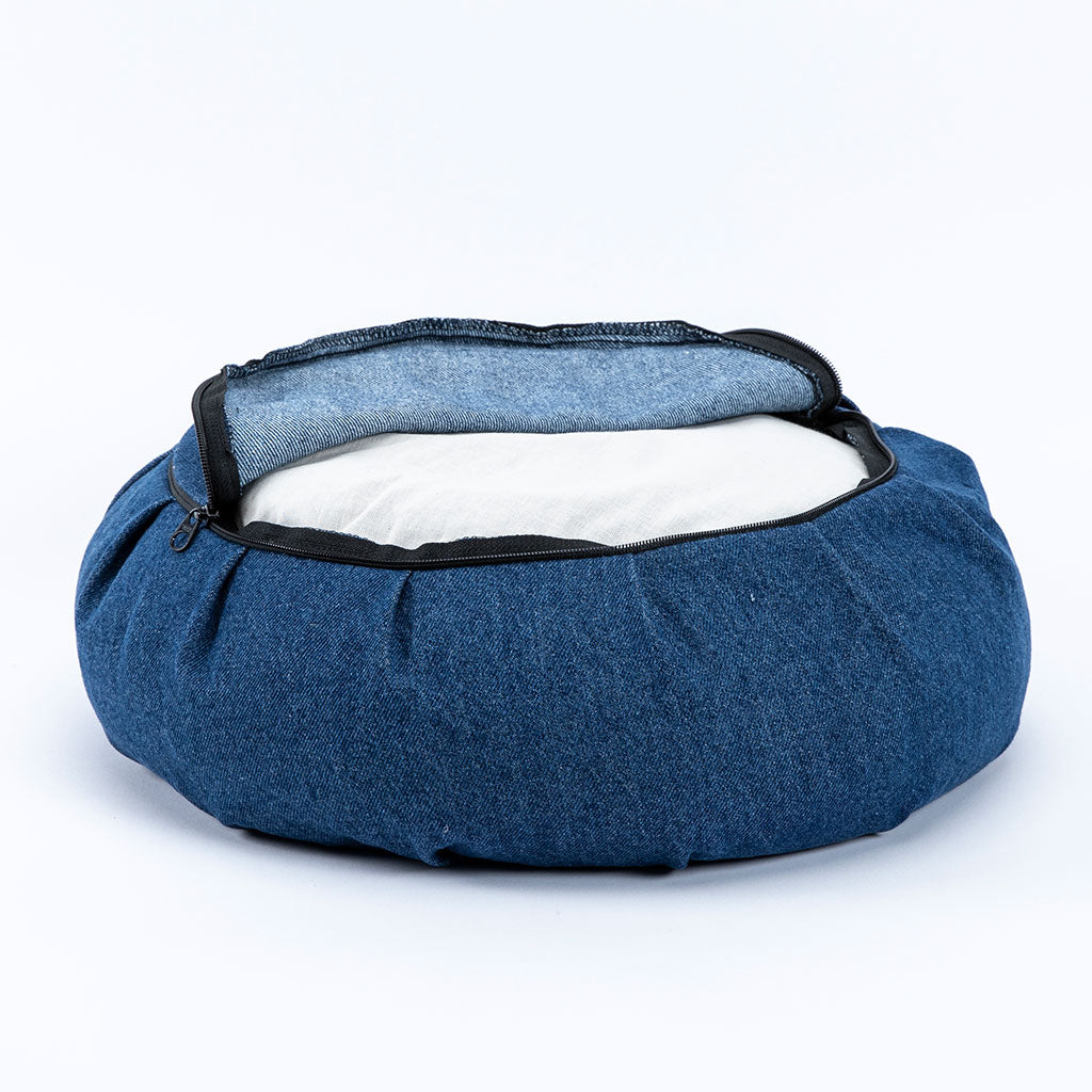 Denim Buckwheat Hull Zafu - COVER ONLY