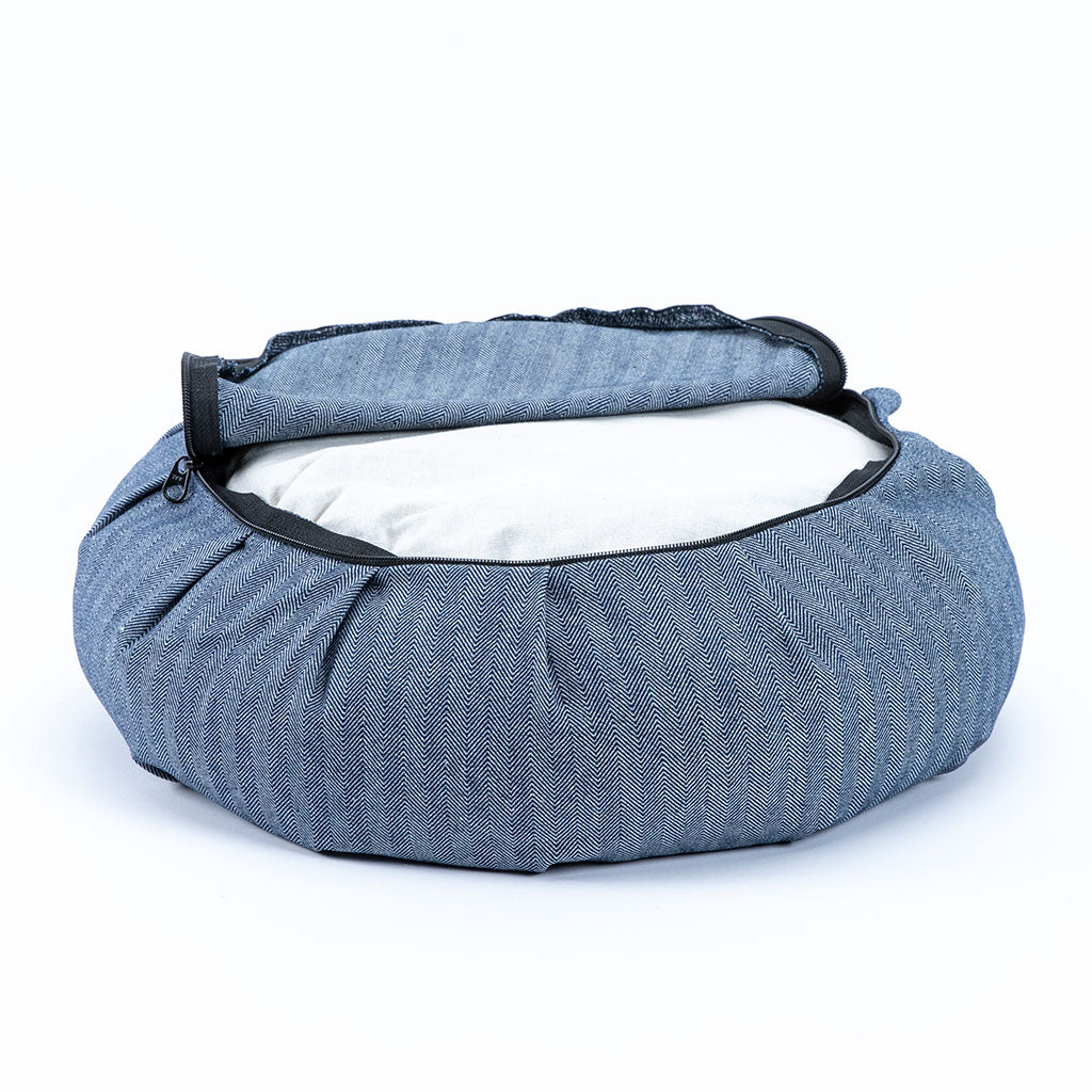 Denim Buckwheat Hull Zafu - COVER ONLY