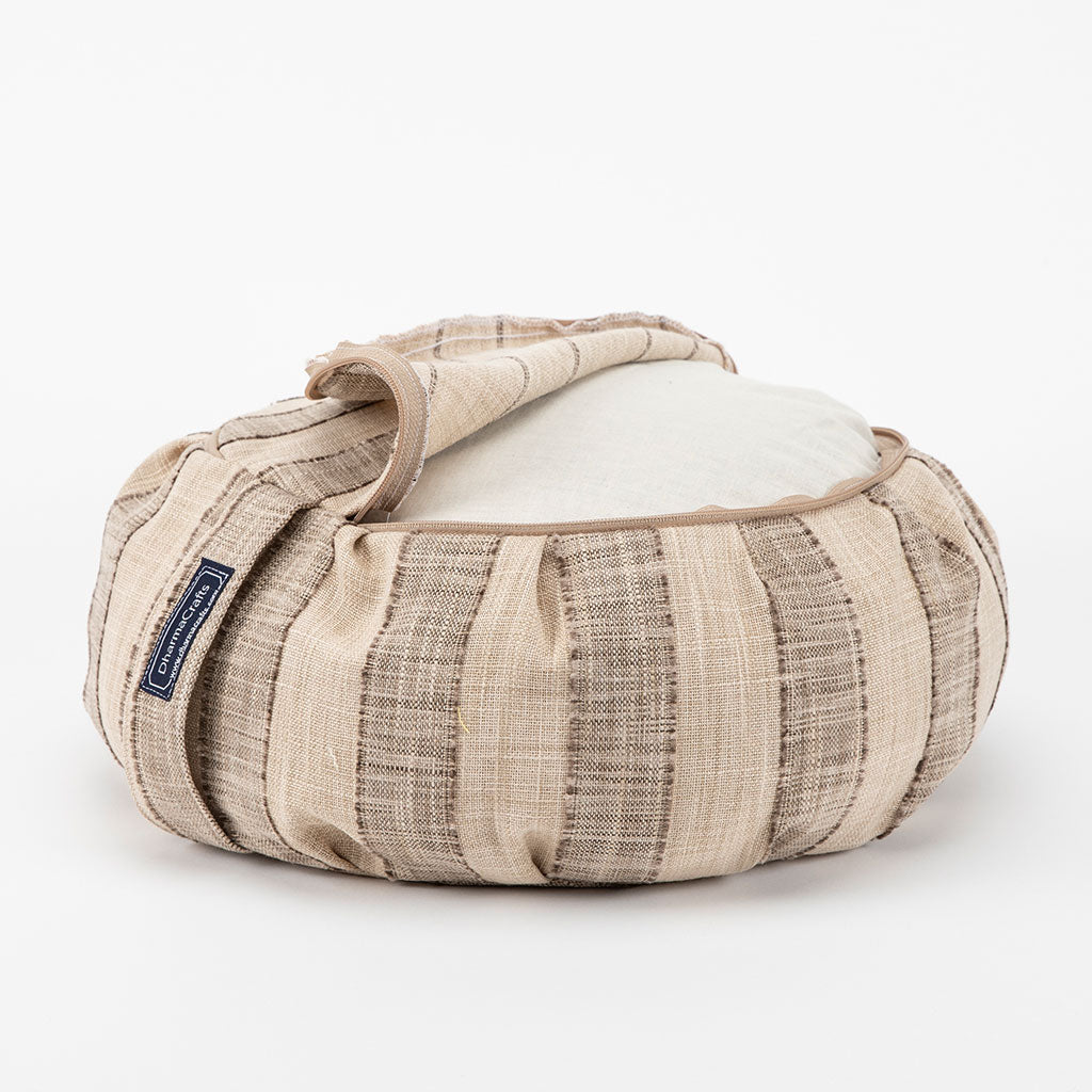 Coffee Stripe Buckwheat Hull Zafu - COVER ONLY