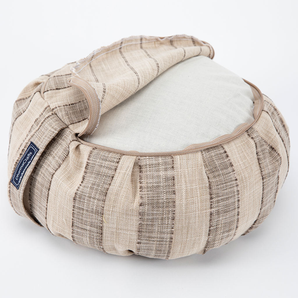 Coffee Stripe Buckwheat Hull Zafu - COVER ONLY