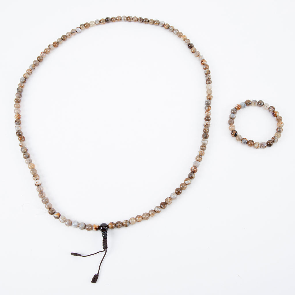 Crazy Lace Agate Mala Beads Set