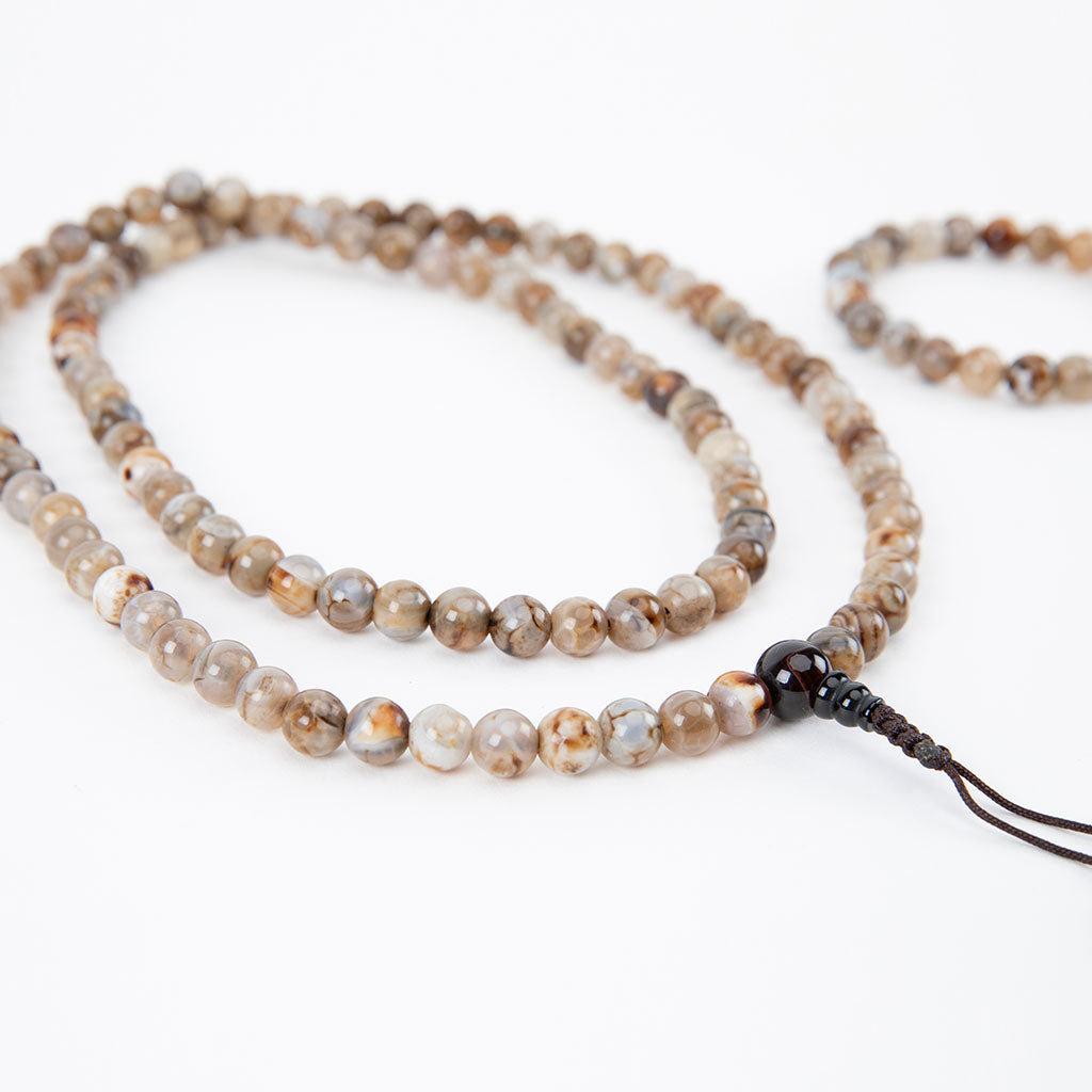 Crazy Lace Agate Mala Beads Set