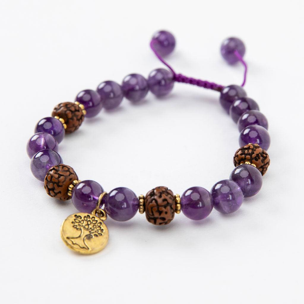 Amethyst & Gold Tree of Life Bracelet