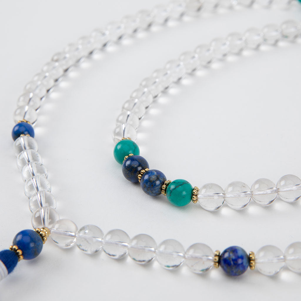 108 Bead Crystal Mala with Turquoise & Lapis