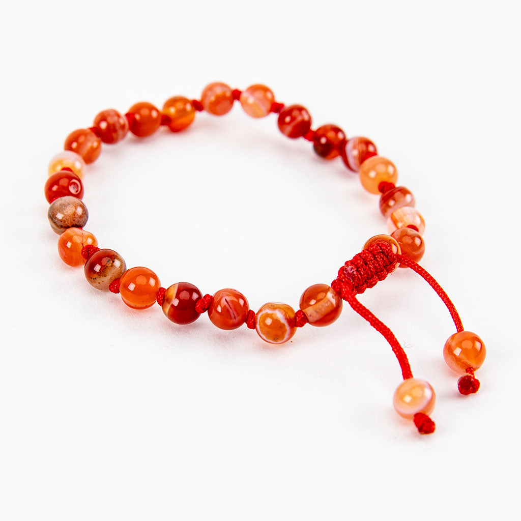 Adjustable Beaded Fire Agate Bracelet