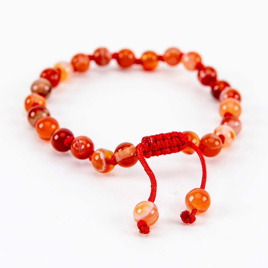 Adjustable Beaded Fire Agate Bracelet