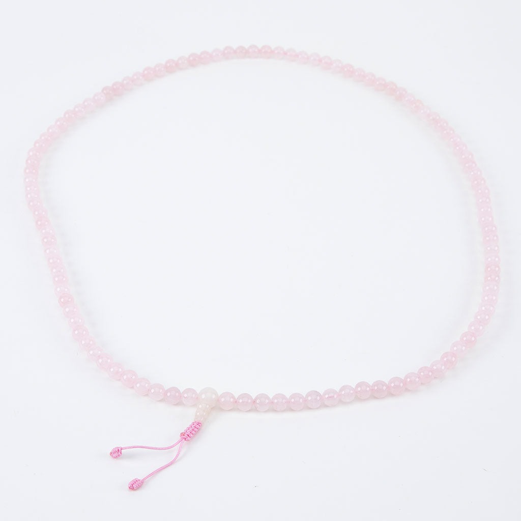 Simple Rose Quartz Mala Necklace