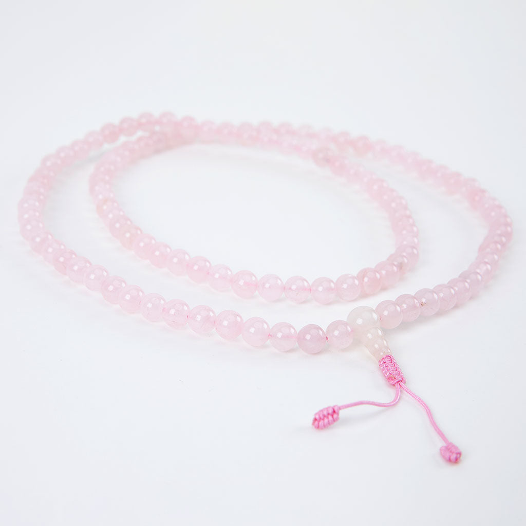 Simple Rose Quartz Mala Necklace