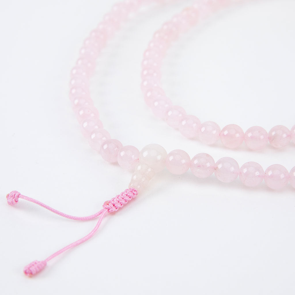 Simple Rose Quartz Mala Necklace