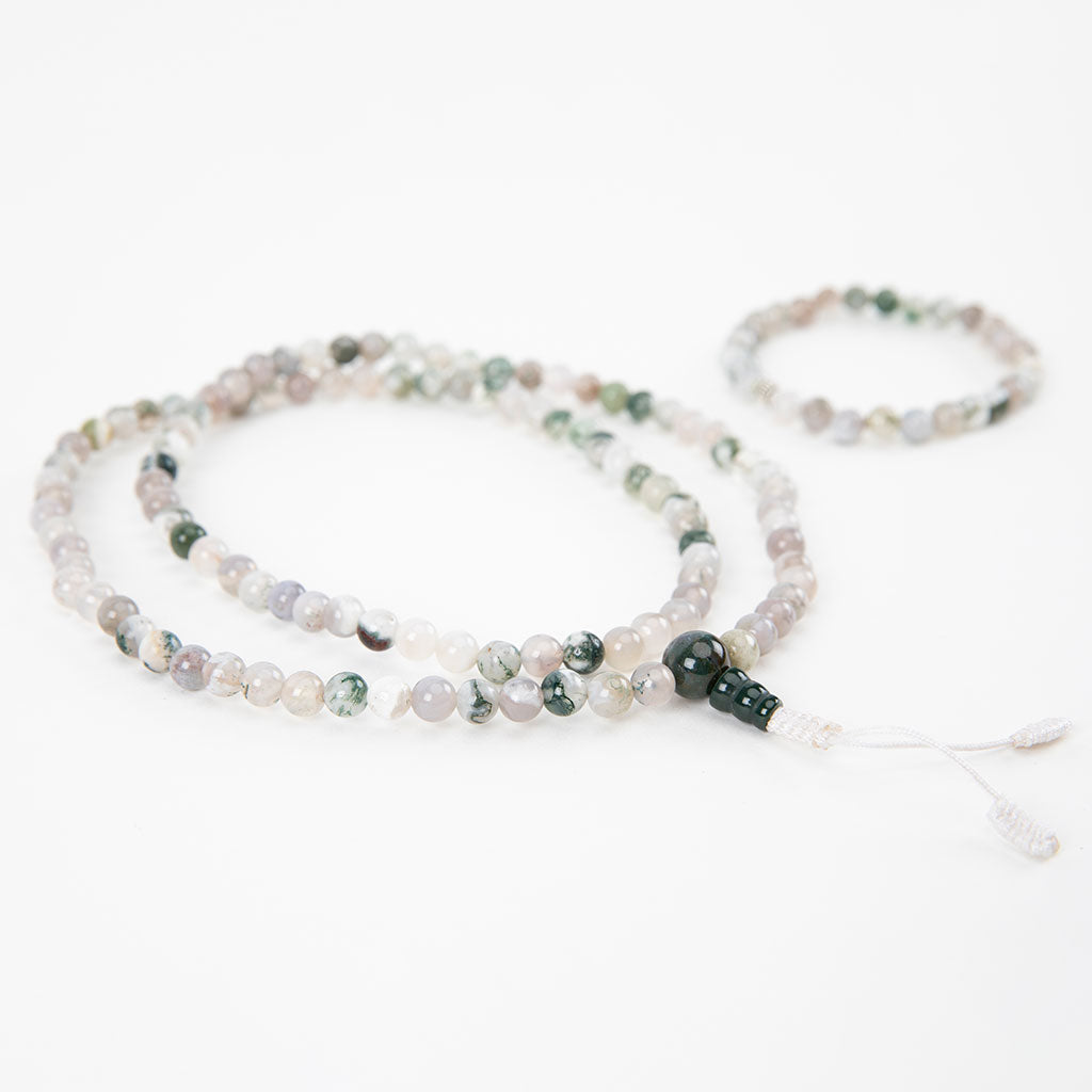 Moss Agate Mala Beads Set