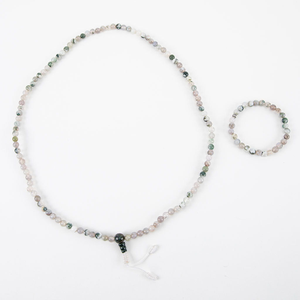 Moss Agate Mala Beads Set