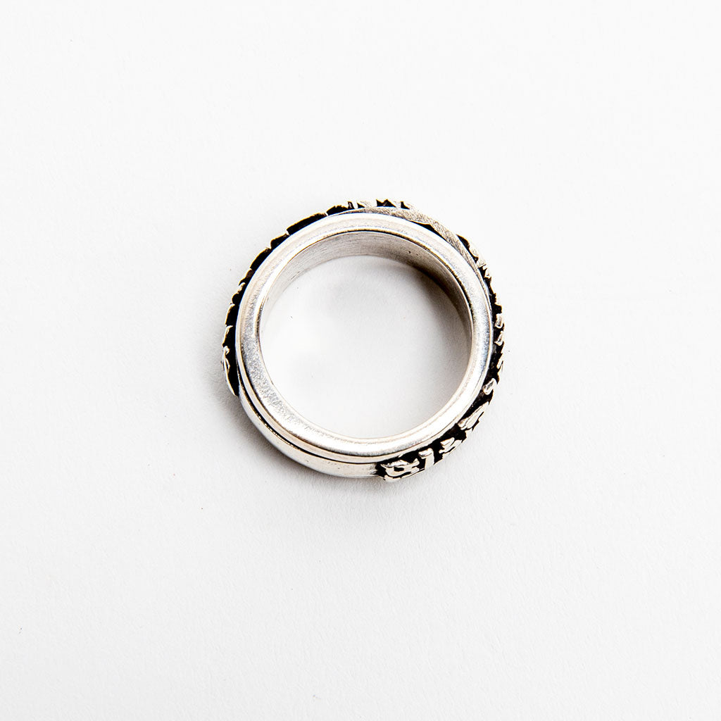 DharmaCrafts Silver Buddhist Mantra Spinner Ring