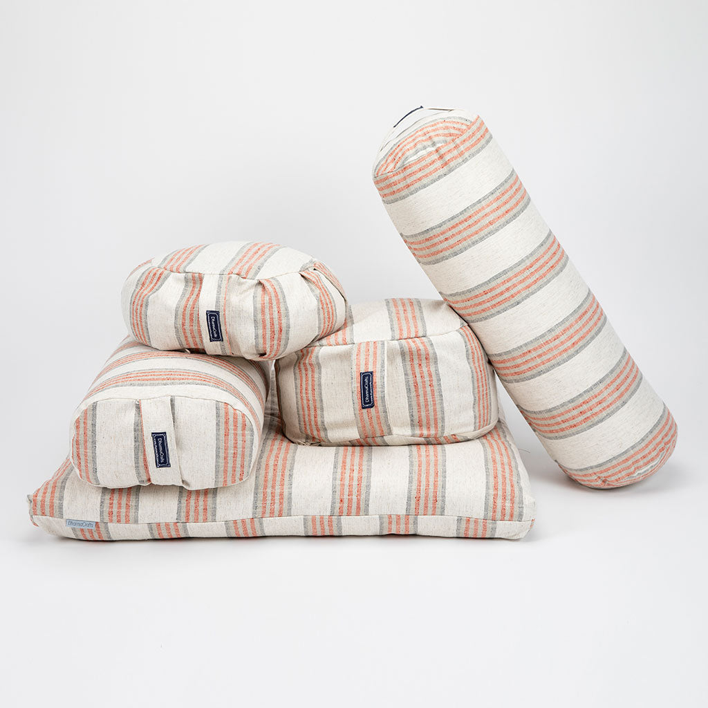 Coral Stripe Zafu Zabuton Set