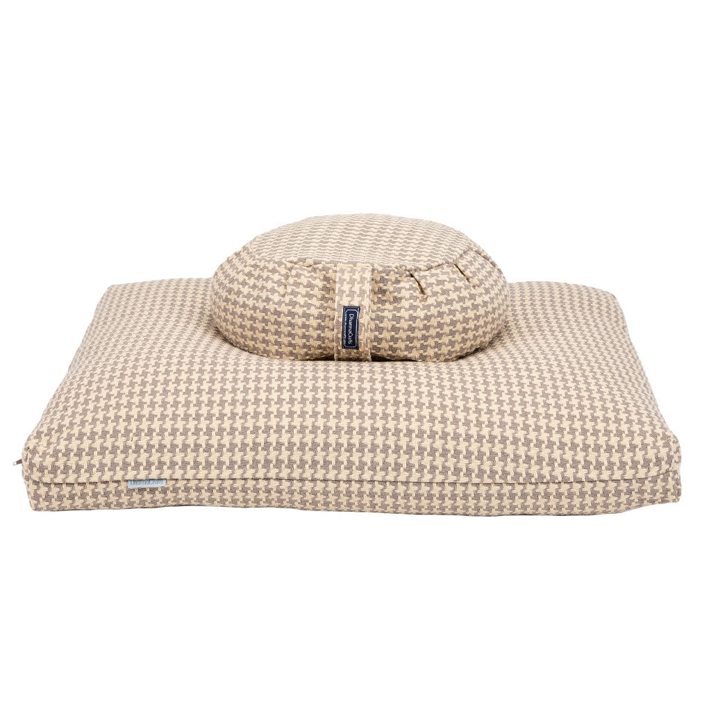 Houndstooth Beige Zafu Zabuton Set
