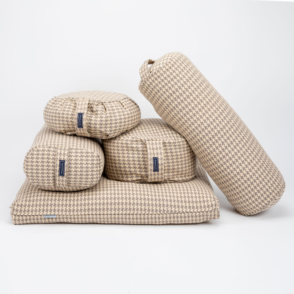 Houndstooth Beige Bolster - COVER ONLY