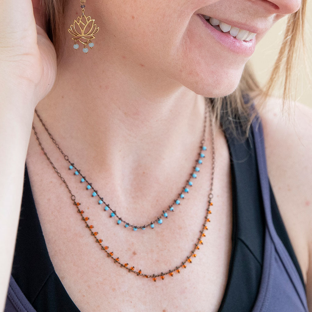 Turquoise and Amber Beaded Necklaces