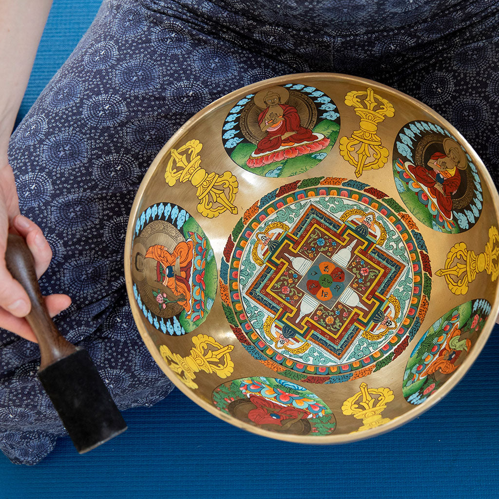 Thangka Painting: Sound Healing Singing Bowl, 11"