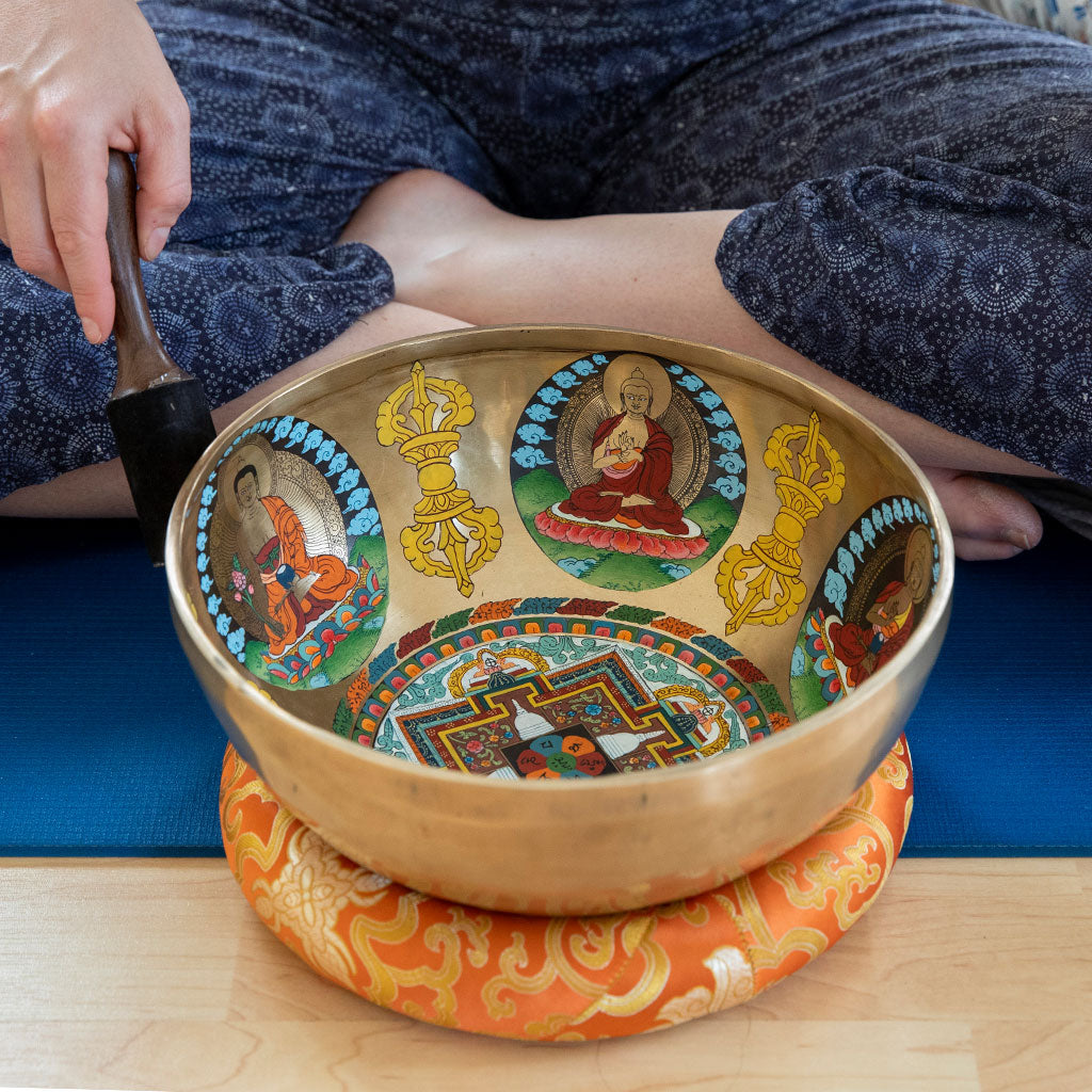 Thangka Painting: Sound Healing Singing Bowl, 11"