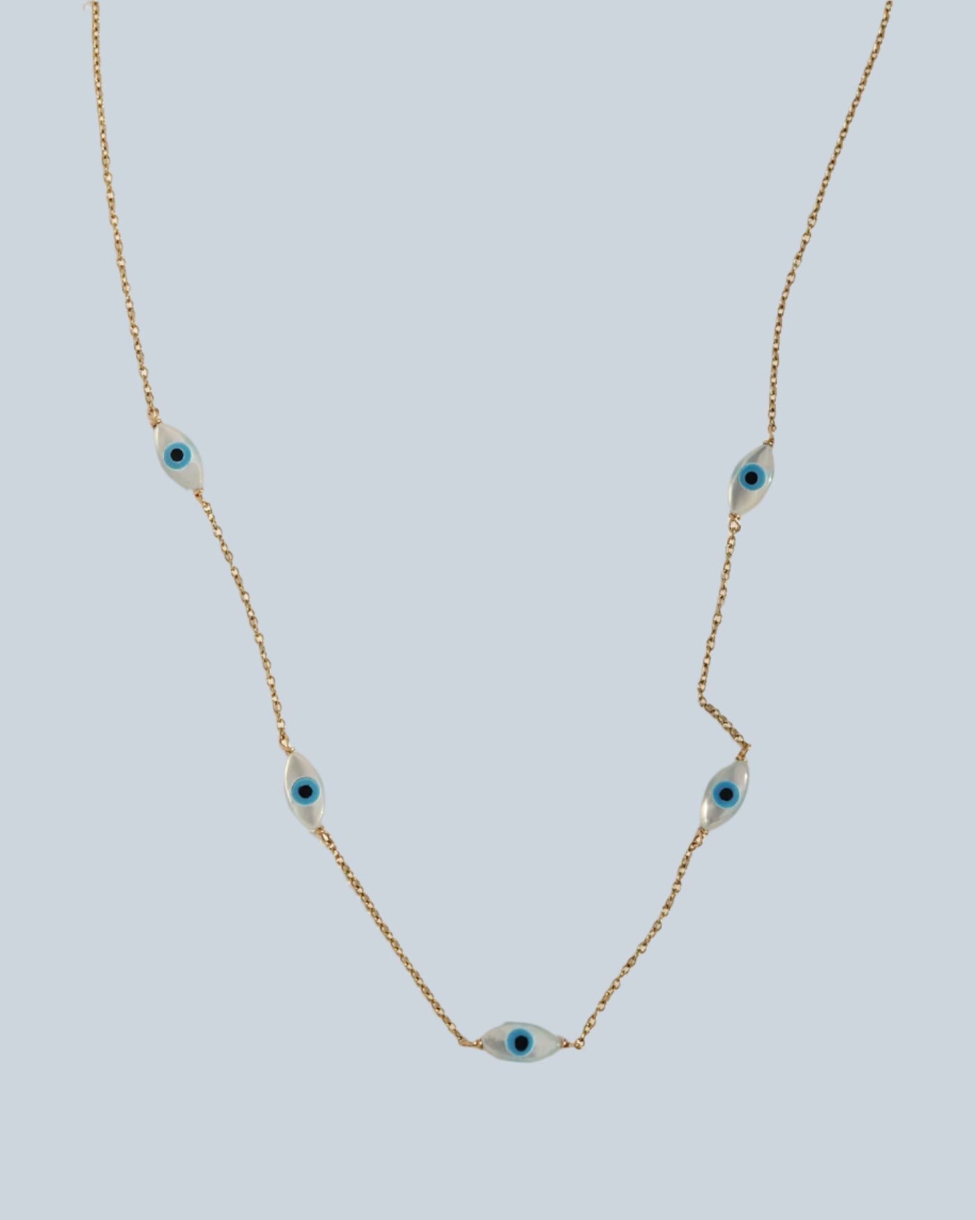 Dainty Gold Necklace: Evil Eye Charms