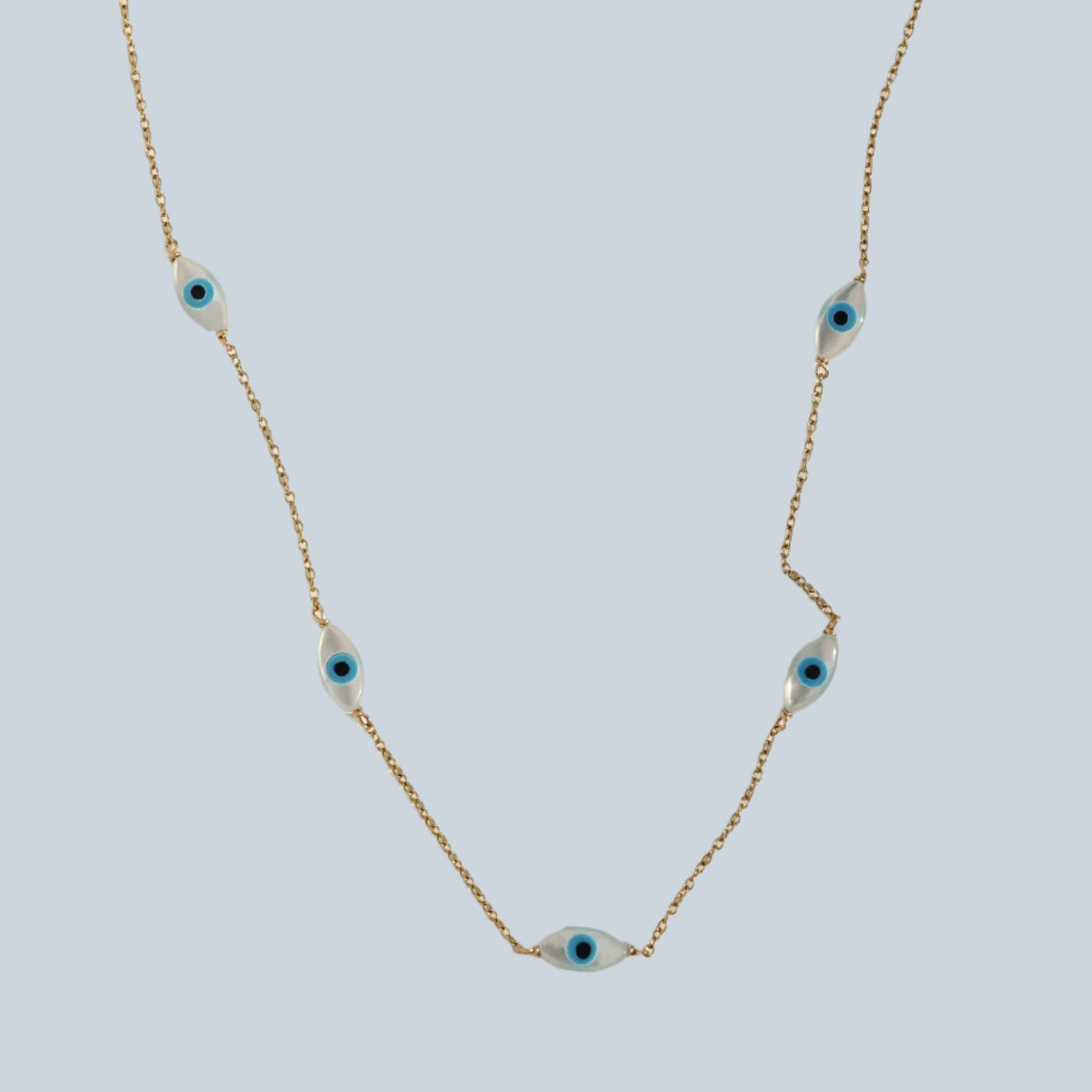Dainty Gold Necklace: Evil Eye Charms