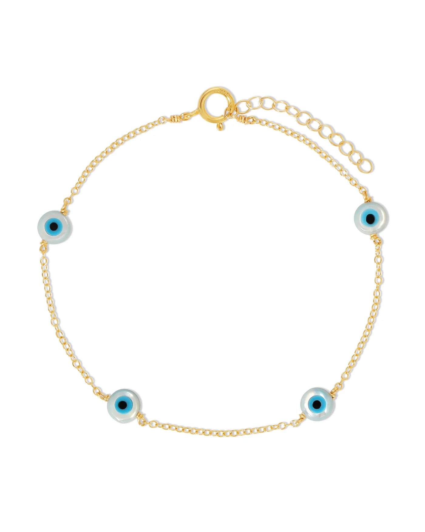 Dainty Gold Bracelet: Evil Eye Charms