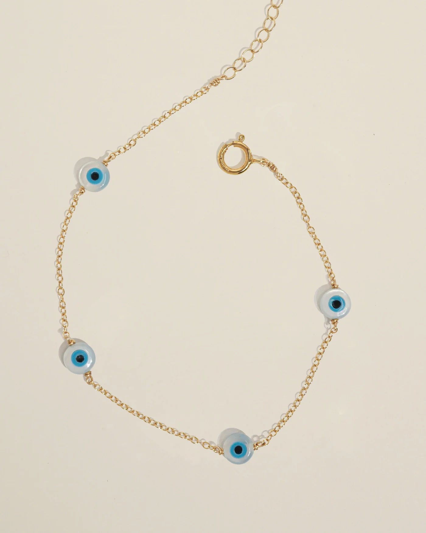Dainty Gold Bracelet: Evil Eye Charms
