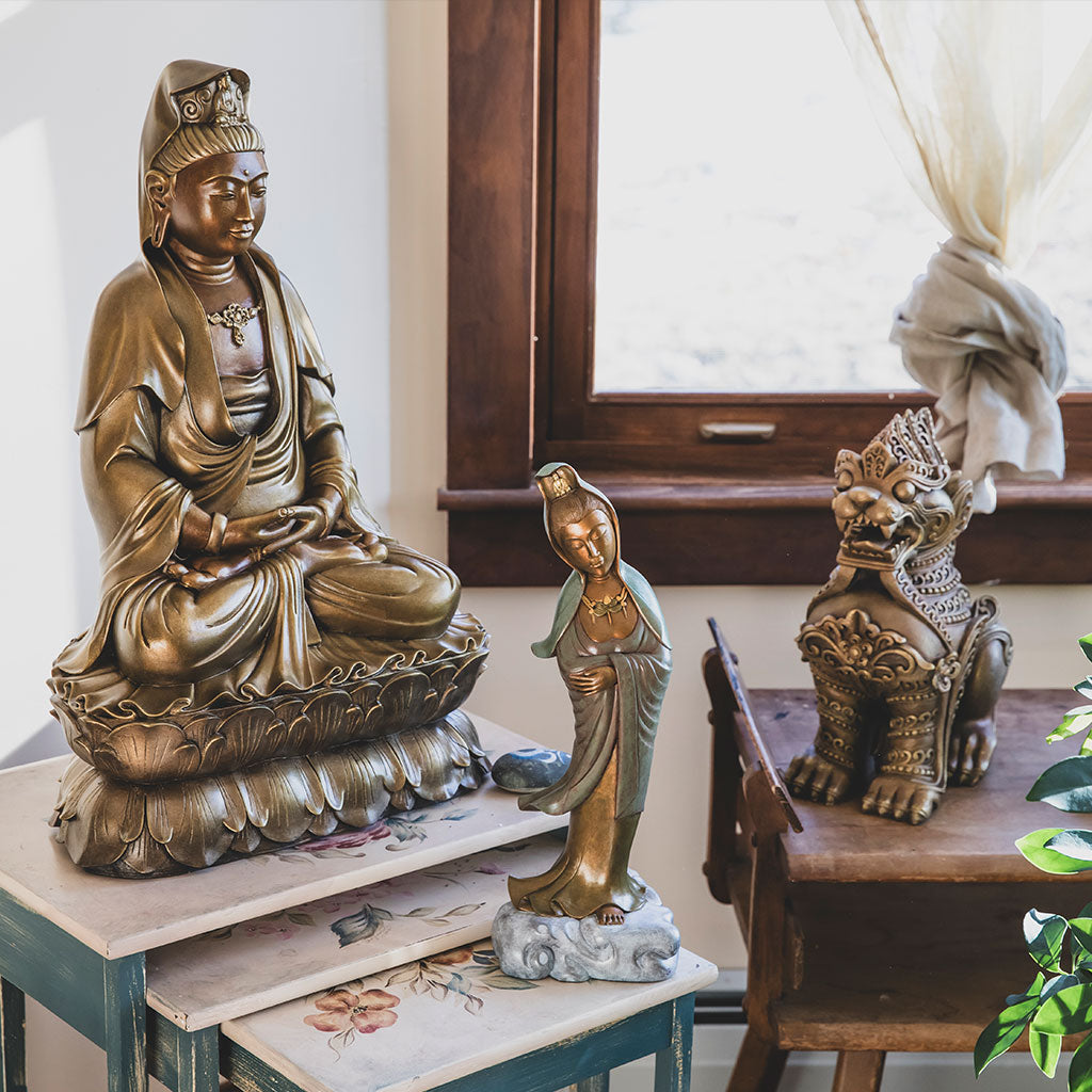 Seated Bronze Garden Kuan Yin Statue