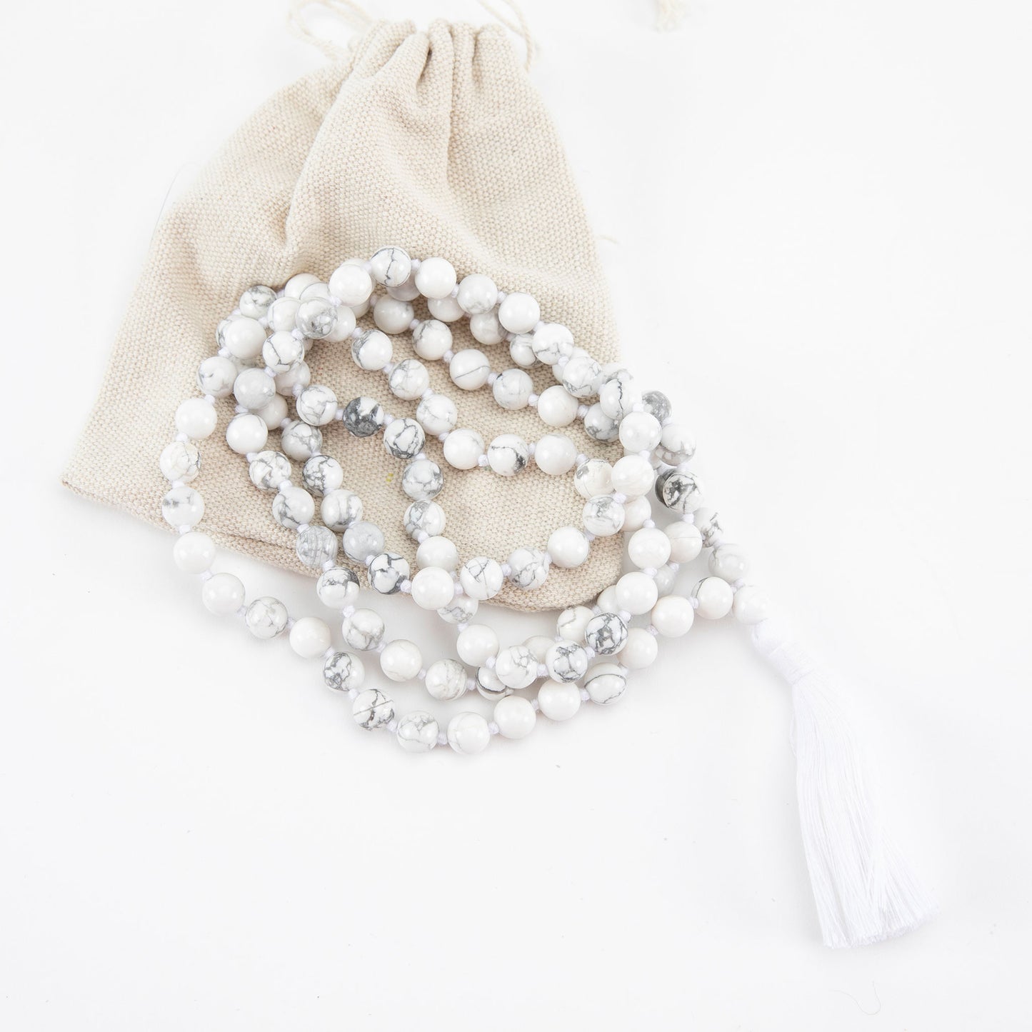 Handmade Prayer Beads: Howlite Mala