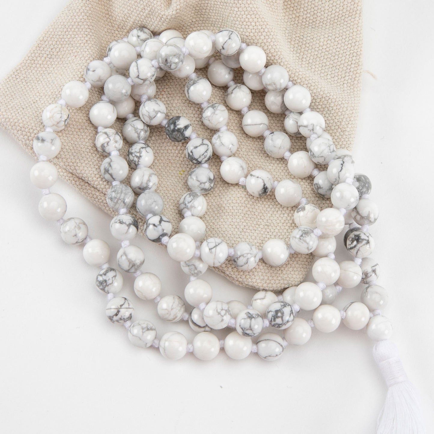 Handmade Prayer Beads: Howlite Mala